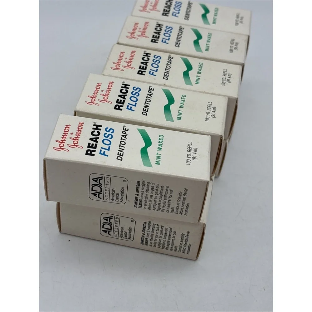 VTG  Johnson & Johnson MINT Waxed Dental Floss REFILL Spools 100yd x 10 Packs